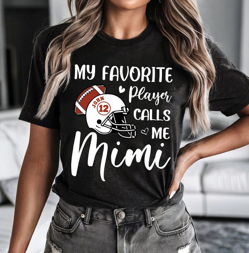 Personalized Football My Favorite Player Calls Me Grandma, Football Grandma Shirt, Name and Number Football, Football Mom Shirt, Football