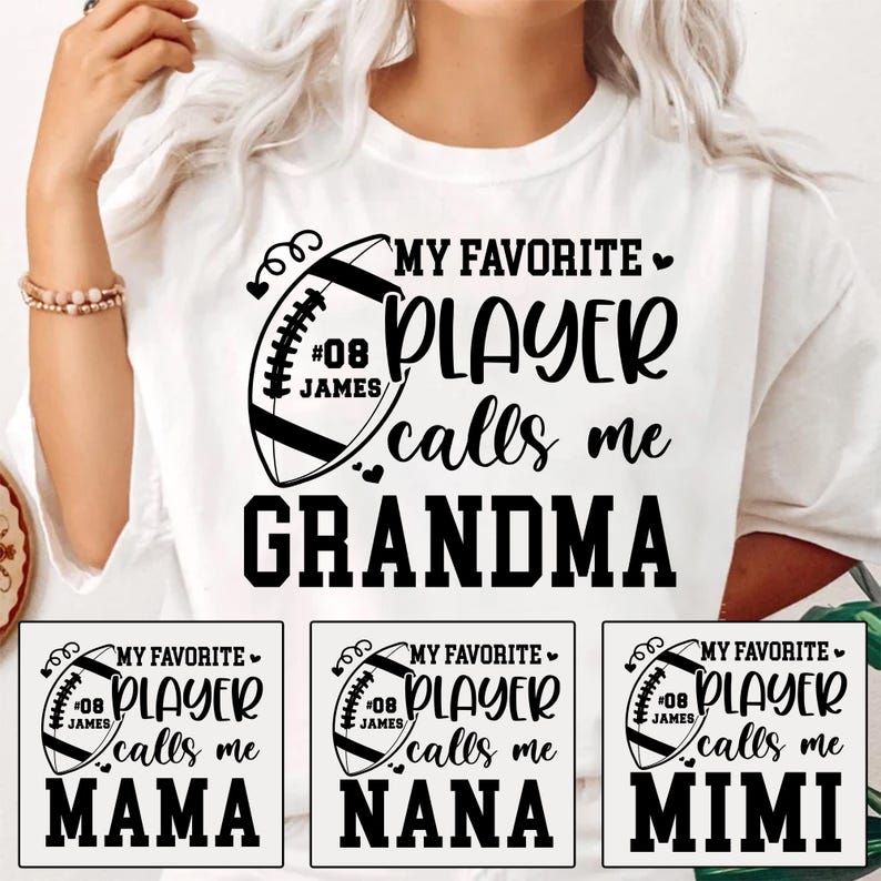 Personalized Football My Favorite Player Calls Me Mimi T-shirt, Custom Grandma Football Shirt, Football Grandma Mimi Nana Gift
