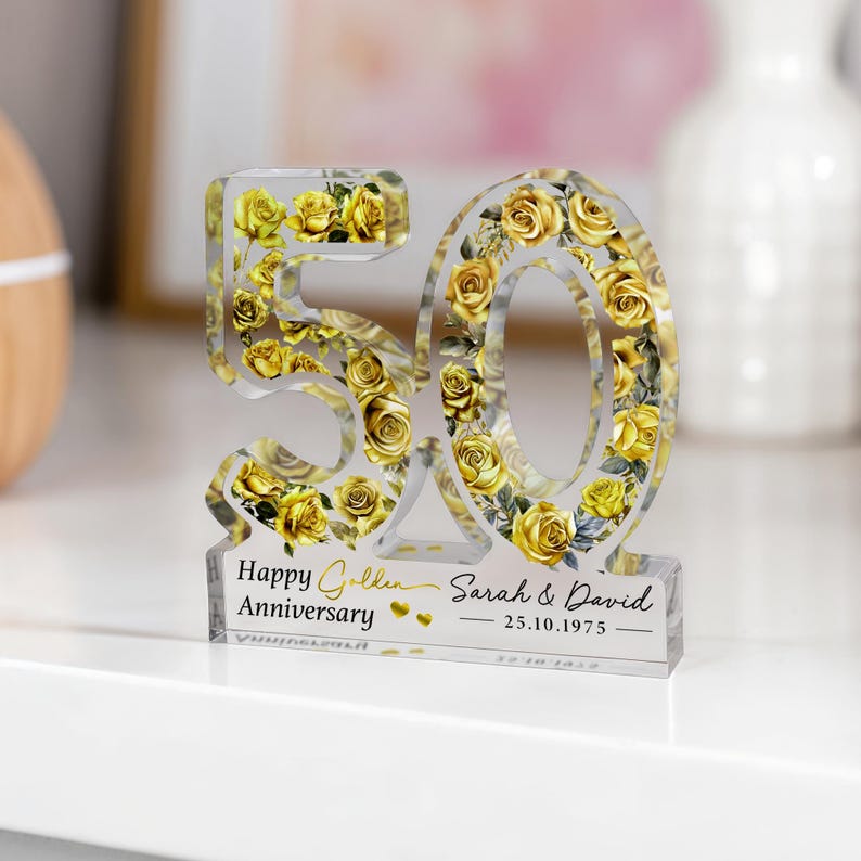 Personalised 50th Anniversary Gift, Golden Anniversary Plaque, Anniversary Gifts, 50th Anniversary Gift for Husband Wife Parents