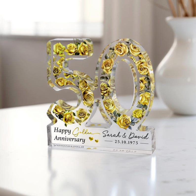 Personalised 50th Anniversary Gift, Golden Anniversary Plaque, Anniversary Gifts, 50th Anniversary Gift for Husband Wife Parents
