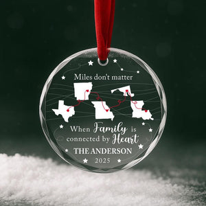Custom Long Distance Family Ornament 2025 Miles Don t Matter Personalized Gift States Connected by Heart Christmas Keepsake