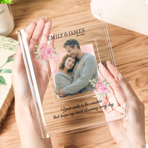 Personalized Couple Photo Acrylic Book Vase, Custom Couple Portrait Book Vase, Flowers Vase For Book Lover Gift, Custom Anniversary Gift