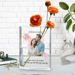 Personalized Couple Photo Acrylic Book Vase, Custom Couple Portrait Book Vase, Flowers Vase For Book Lover Gift, Custom Anniversary Gift