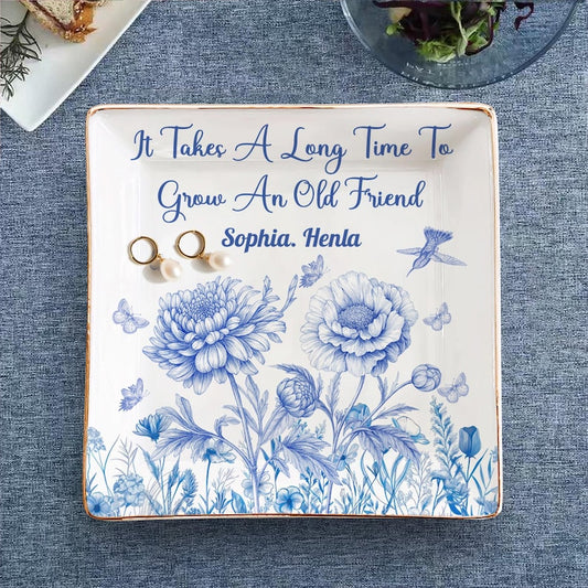 Personalized Jewelry Dish Gifts for Besties, BFF, Soul Sister, If Besties Were Flowers I'd Pick You, Custom Birth Month Flower with Name