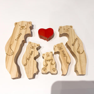 Wooden bear family puzzle, Gift for kids, Gift for parents, Wedding gift, Baby shower gift, Custom family gift, Home decor, Birthday gift
