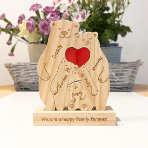 Wooden bear family puzzle, Gift for kids, Gift for parents, Wedding gift, Baby shower gift, Custom family gift, Home decor, Birthday gift