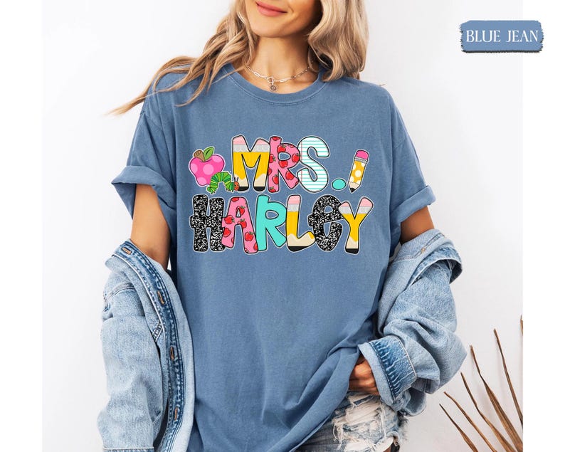 Preppy Back To School Shirt, Personalized Teacher Shirt, Cute Alphabet Pencil Teacher Tee, First Day of School, Teacher Composition Notebook