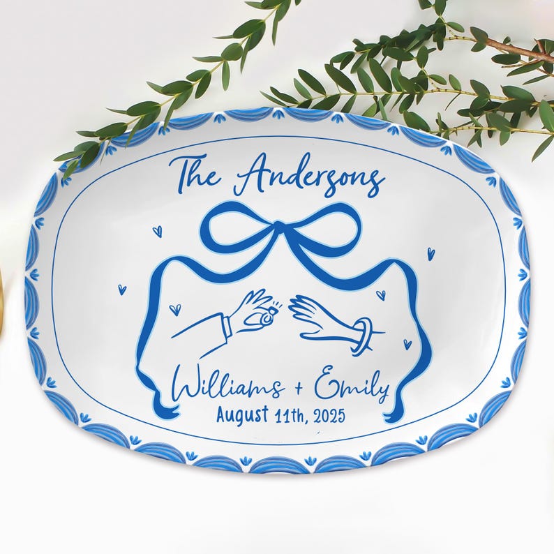 Coquette Wedding Platter, Custom Wedding Gift for Newlyweds, Engagement Gift, Bridal Shower Gifts, Keepsake for Bride & Groom, Wedding Decor
