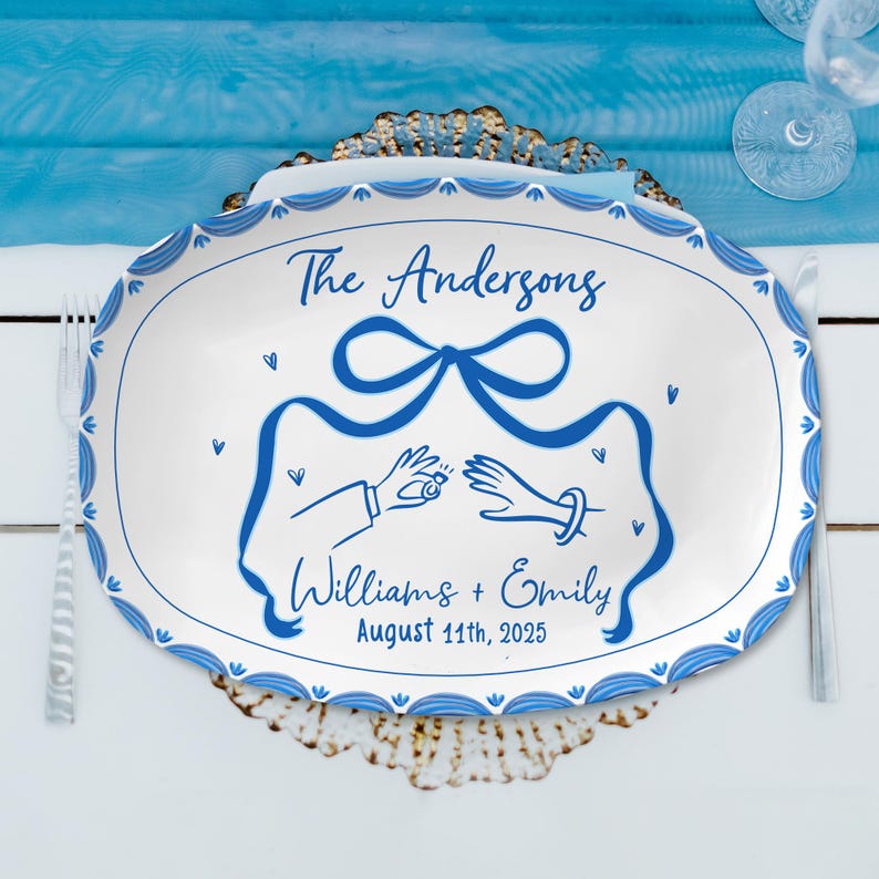 Coquette Wedding Platter, Custom Wedding Gift for Newlyweds, Engagement Gift, Bridal Shower Gifts, Keepsake for Bride & Groom, Wedding Decor
