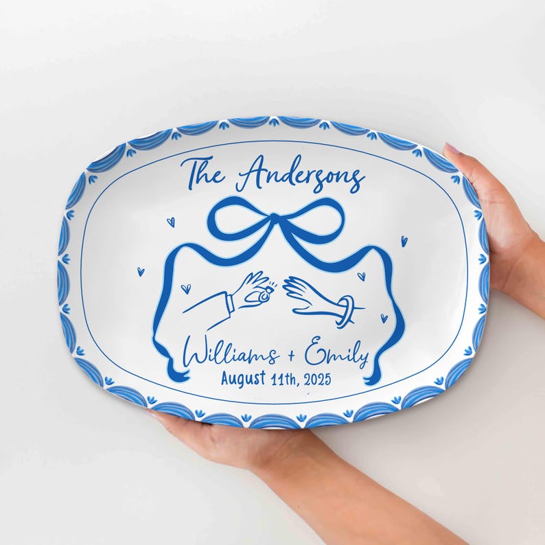 Coquette Wedding Platter, Custom Wedding Gift for Newlyweds, Engagement Gift, Bridal Shower Gifts, Keepsake for Bride & Groom, Wedding Decor