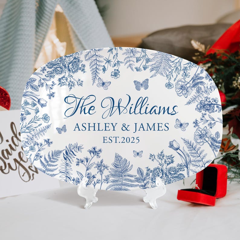 Personalized Wedding Gifts, Custom Name Wedding Plate, Newlywed Couple Gift, Engagement Gifts, New Mr Mrs Keepsake, Bridal Shower,Home Decor