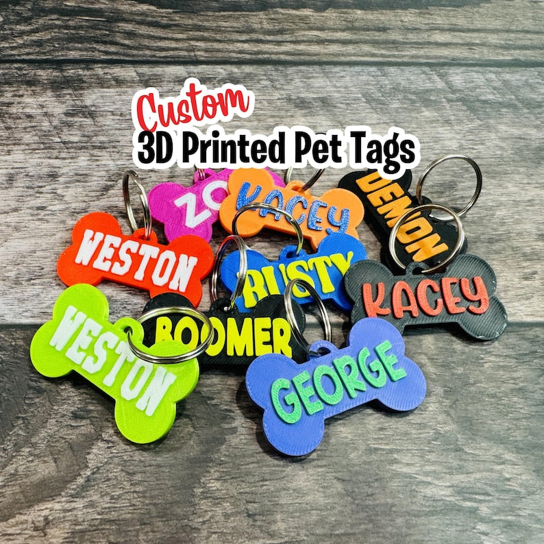 Custom 3D Printed Pet Tag - Custom Dog Tag - Personalized Pet Tag - Custom Pet Name - Pet ID Tag - Dog ID Tag - Cat ID Tag - Dog Name Tag