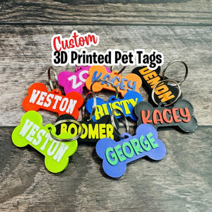 Custom 3D Printed Pet Tag - Custom Dog Tag - Personalized Pet Tag - Custom Pet Name - Pet ID Tag - Dog ID Tag - Cat ID Tag - Dog Name Tag