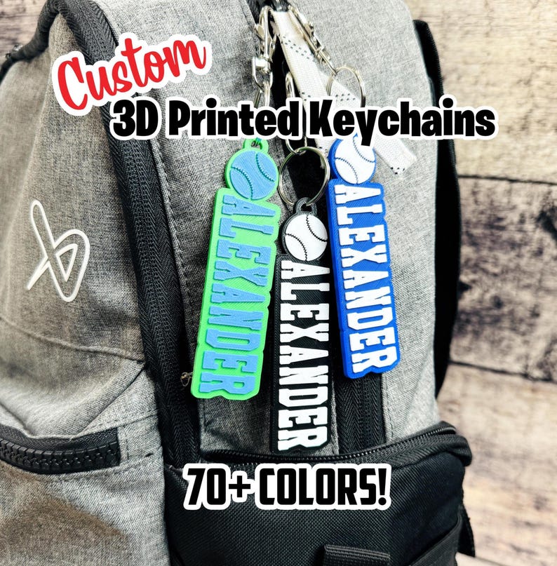Custom 3D Printed Keychain - Baseball Keychain - Baseball Team Gifts - Team Keychain - Sports Gifts - Custom Keychain - Bag Tag BASEBALL