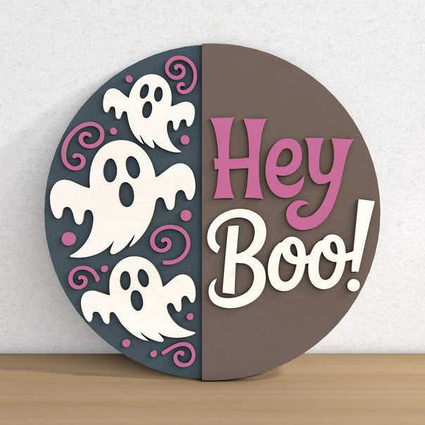 Halloween Door Hanger Bundle, Halloween Welcome Sign, Laser Cut , Gl, Door Decor Round Wood Sign