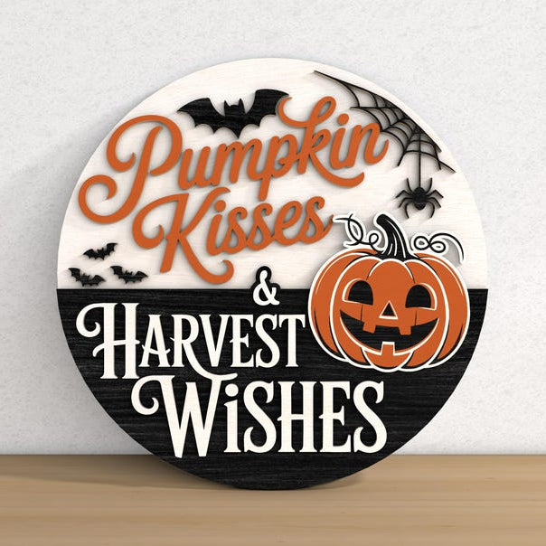 Halloween Door Hanger Bundle, Halloween Welcome Sign, Laser Cut , Gl, Door Decor Round Wood Sign