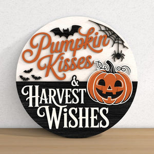 Halloween Door Hanger Bundle, Halloween Welcome Sign, Laser Cut , Gl, Door Decor Round Wood Sign