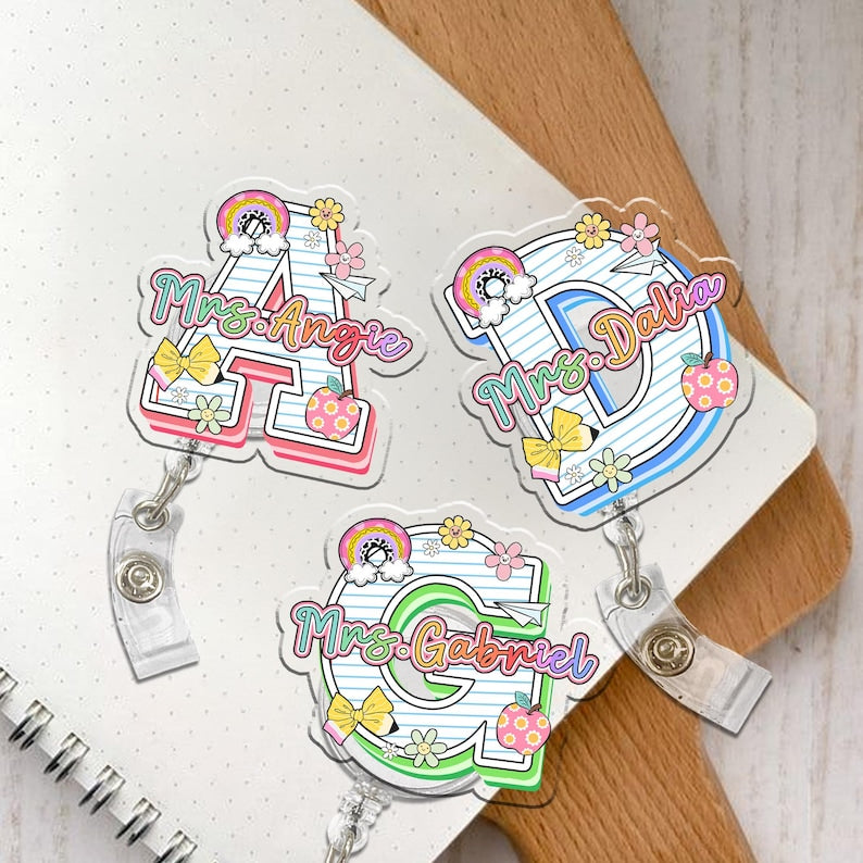 Custom Teacher Name Badge Reel, Teacher Appreciation Gift, Back to School Gift, Gift for Teacher, Back To School, Retractable Badge Reel