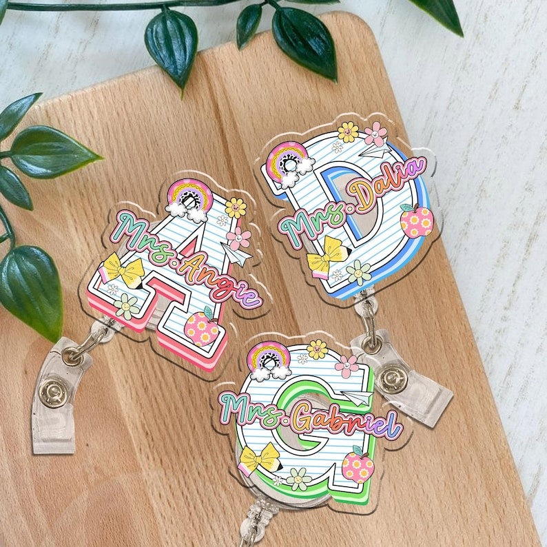 Custom Teacher Name Badge Reel, Teacher Appreciation Gift, Back to School Gift, Gift for Teacher, Back To School, Retractable Badge Reel