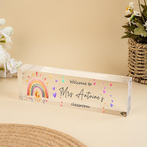 Custom Teacher Desk Name Plate, Teacher Name Sign, Teacher Acrylic Block Desk Sign, Teacher Appreciation Gift, Back To School Teacher Gifts