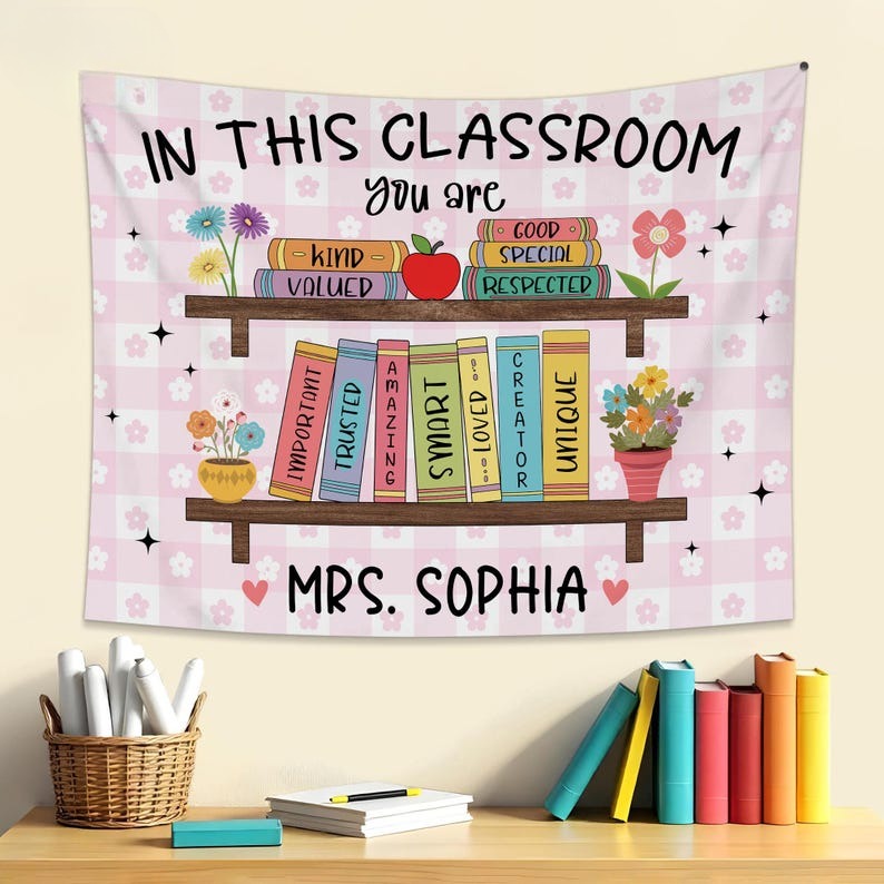 Groovy Classroom Tapestry, Personalized Teacher Name Classroom Tapestry, Custom Classroom Banner Decor, Classroom Decor First Day Of School