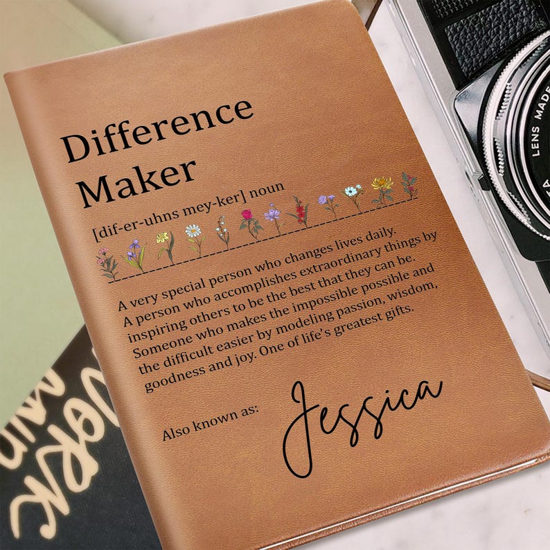 Difference Maker Journal, Mentor Gift, Special Person Gift, Gift for Colleague, Supervisor Gift, Thank You Teacher Journal, Therapist Gift