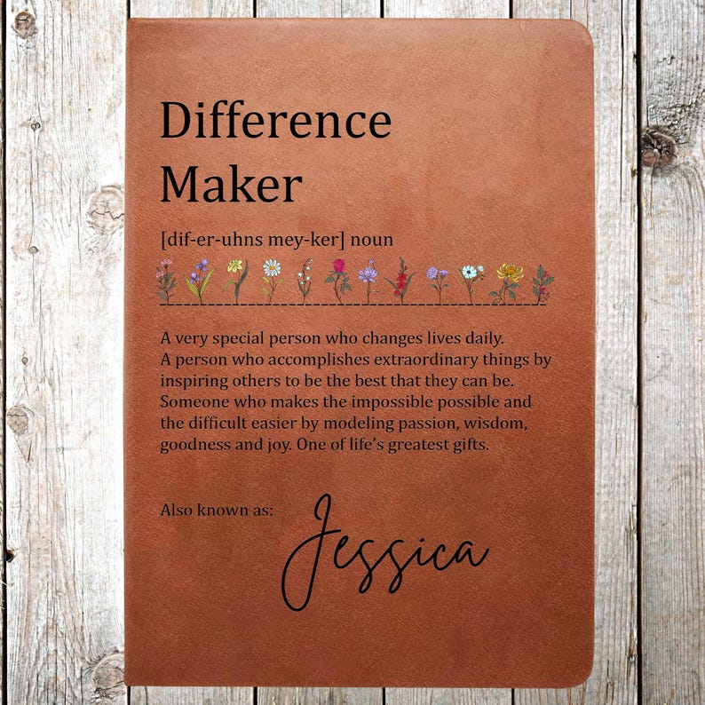 Difference Maker Journal, Mentor Gift, Special Person Gift, Gift for Colleague, Supervisor Gift, Thank You Teacher Journal, Therapist Gift