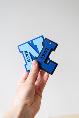 Personalized Varsity Letter Initial Name Gift Acrylic Bag Tag Keychain | Back To School, Kid's Gift, Custom Keychain