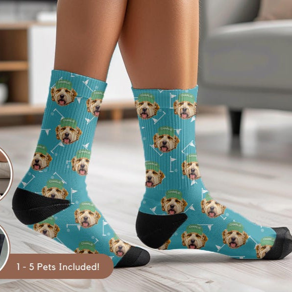 Custom Pet Golf Photo Socks Personalized Pet Socks Custom Dog Socks Custom Cat Socks Fathers Day Gifts Cat Dad Gift Dog Dad Gifts Dog Face