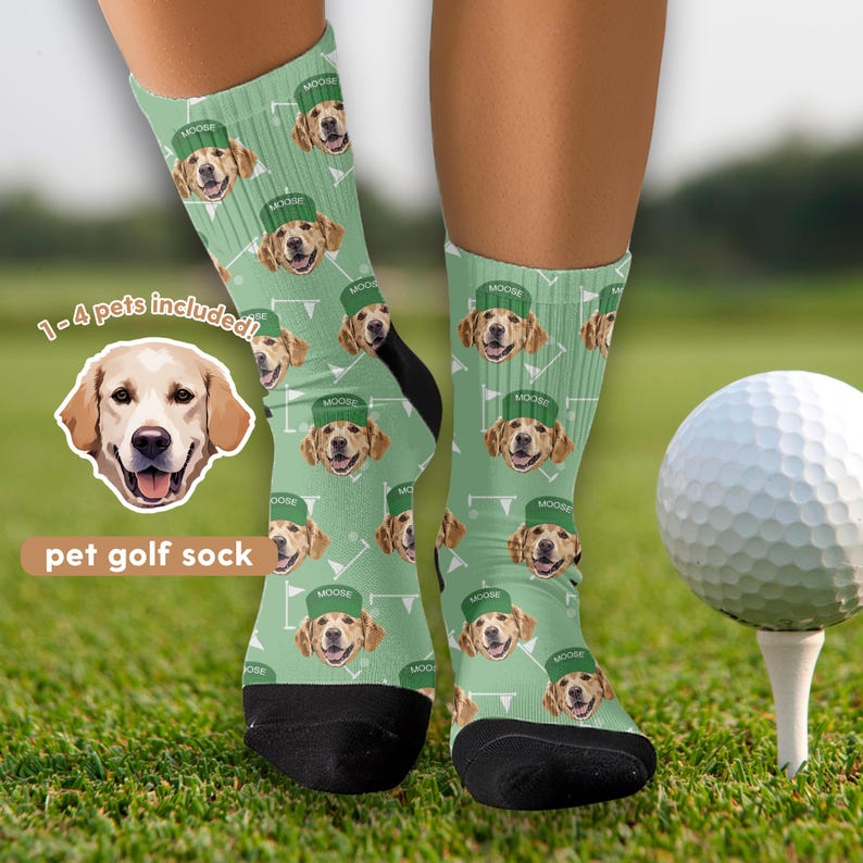 Custom Pet Golf Photo Socks Personalized Pet Socks Custom Dog Socks Custom Cat Socks Fathers Day Gifts Cat Dad Gift Dog Dad Gifts Dog Face