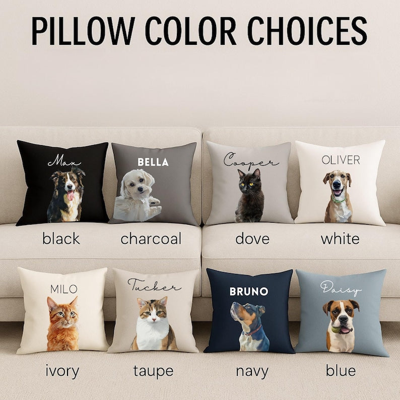 Custom Pet Pillow with Photo Name, Custom Dog Pillow, Personalized Dog Pillow, Custom Cat Pillow, Pet Memorial, Pet Loss Gift, Dog Lovers