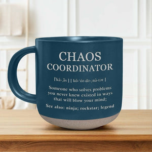Chaos Coordinator Mug Personalized Funny Gift for Boss, Teacher, Coworker, Office Manager, Problem Solver Definition Cup