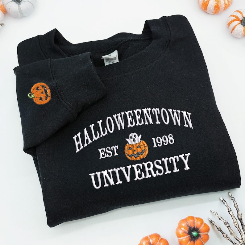 Halloweentown Est 1998 Sweatshirt - Embroidered Halloweentown Shirt - Pumkin Sweatshirt - Womens Spooky Shirts - Halloween Gift For Men