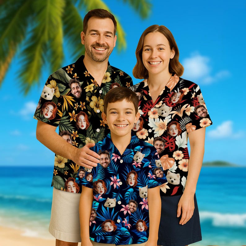 Custom Hawaiian Shirt With Face, Personalized Aloha Hawaiian Shirt, Customize Face for Pet Men Women, Funny Custom Hawaii Dress Beach Party