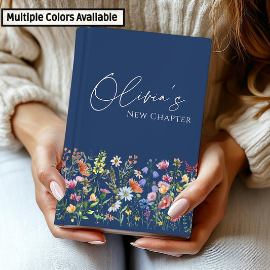 Retirement Gift for Women-Personalized New Chapter Journal with Wildflowers, Teacher Retirement Book, Coworker Farewell, Nurse New Beginning