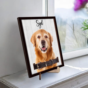 Dog Memorial Frame Pet Portrait Photo Collar Holder Sign, Customized Dog Cat Remembrance Gift For Loss Pet, Loss Cat Collar Keepsake