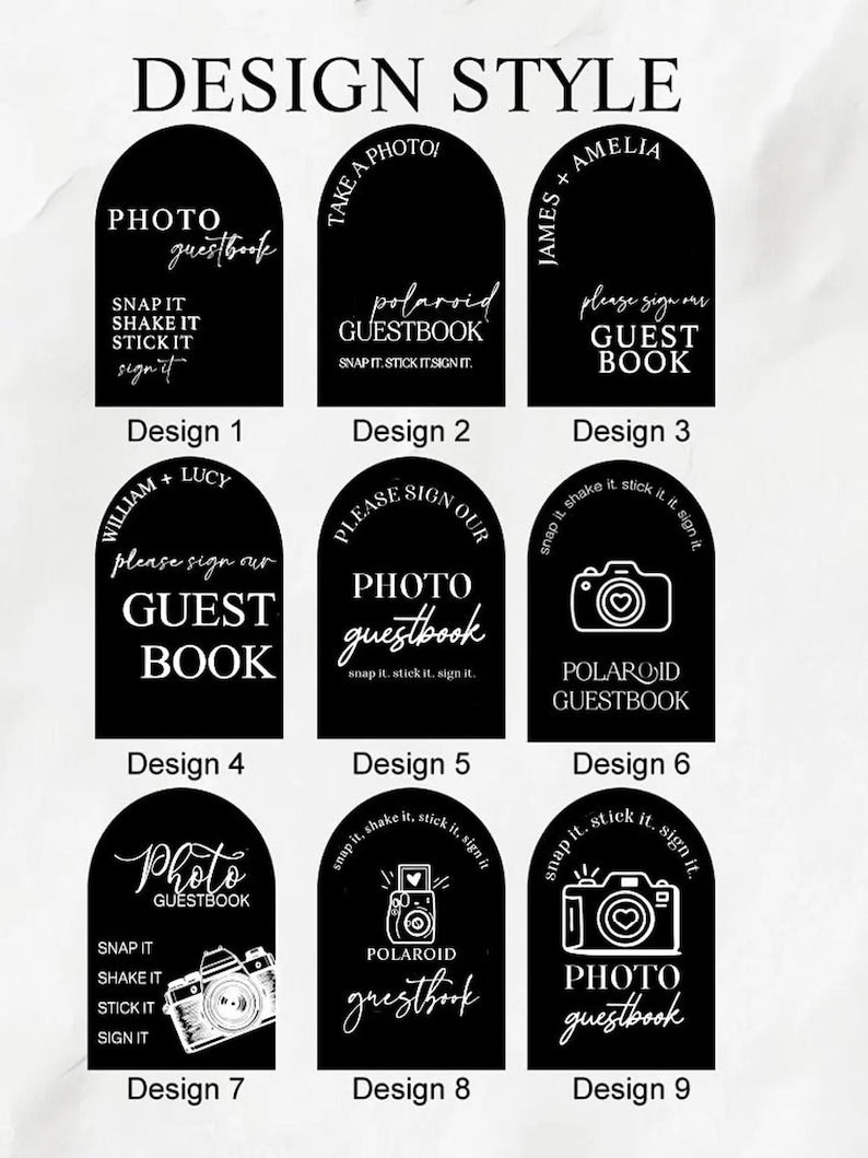 Arch Guest Book Sign, Photo Guestbook Sign, Polaroid Wedding Sign, Guestbook Acrylic Sign, Snap It Shake It Sign It