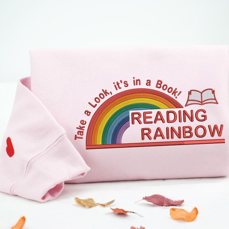 Embroidered Reading Rainbow Sweatshirt | Take A Look It's In A Book Shirt | Book Lover Gift | Custom Reading Shirt | Teacher Gift il_794xN.7004132789_2yz0.jpg