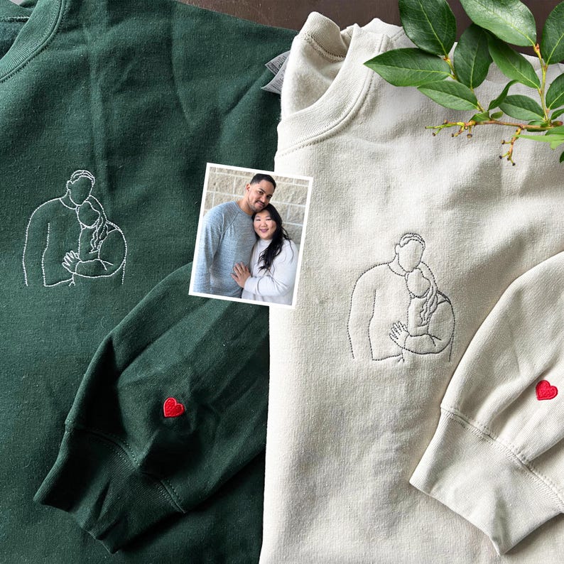 Custom Embroidered Couple Portrait From Photo Hoodie - Matching Hoodies For Couples - Anniversary Gifts For Boyfriend - Gift For Husband il_794xN.7004254875_dhwi.jpg