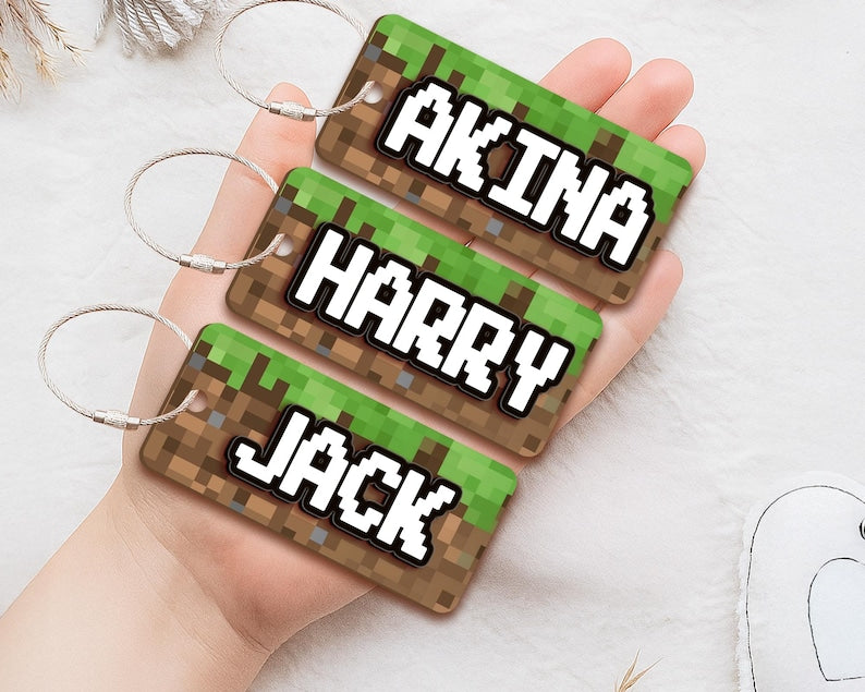 Personalized Pixel Name Keychain for Kids, Gamer Backpack Tag, Back To School Gift, Boys Birthday Favor,Kids Name Keychain,1st Day Of School