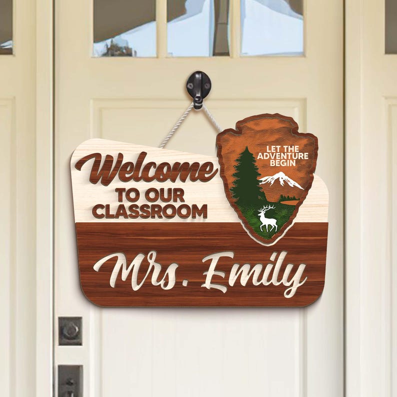 Personalized Teacher 3D Door Hanger, National Park Teacher Sign, Classroom Adventure Decor, Teacher Door Sign, Teacher Appreciation Gifts