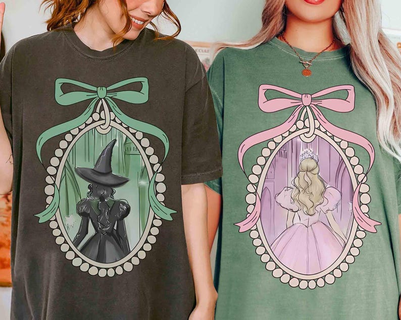 Coquette Bow Wicked Movie Inspired Pink & Green Couple Shirt, Changed For Good Shirt, Wizard Of Oz Shirt, Wicked Birthday Girl Gifts Tee il_794xN.7005337280_eyt6.jpg