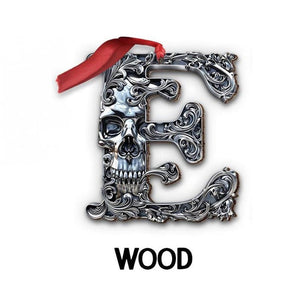 Skull Alphabet Personalized Skull Ornament, Christmas Initial Letter Ornament, Gold Silver Skeleton Ornament, Skeleton Gift