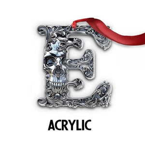 Skull Alphabet Personalized Skull Ornament, Christmas Initial Letter Ornament, Gold Silver Skeleton Ornament, Skeleton Gift