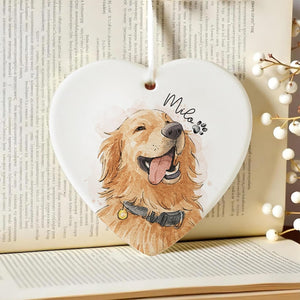 Personalized Watercolor Photo Pet Ornament, Custom Pet Portrait Keepsake, Dog Lover Gift, Cat Mom Gift, Memorial Dog Gift, Loss of Pet