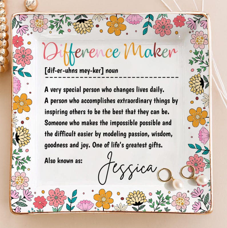 Difference Maker Ring Dish, Mentor Gift, Special Person Gift, Gift for colleague, Supervisor gift, Thank You Teacher Journal, Therapist Gift