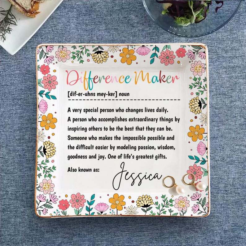 Difference Maker Ring Dish, Mentor Gift, Special Person Gift, Gift for colleague, Supervisor gift, Thank You Teacher Journal, Therapist Gift