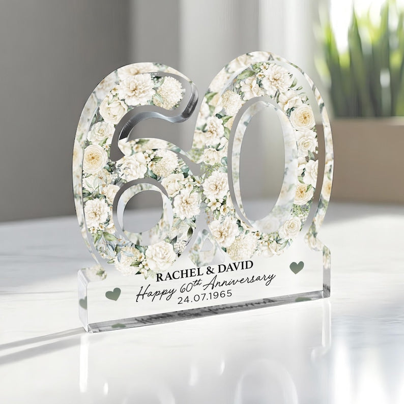 Personalised 60th Anniversary Gift Plaque, Diamond Anniversary Gift, Anniversary Gift, 60th Anniversary Gift for Husband Wife Parents