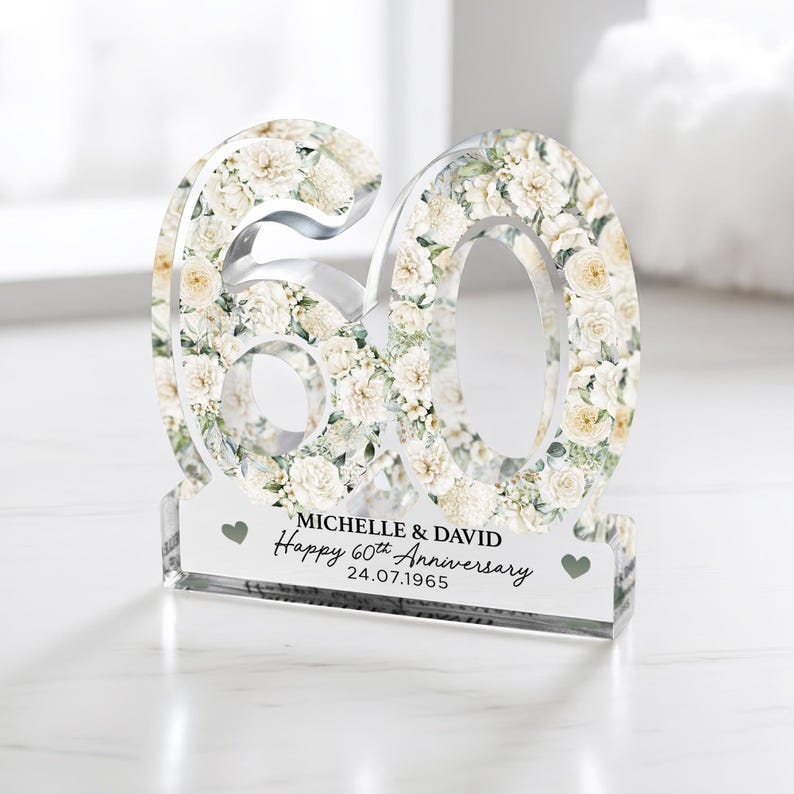 Personalised 60th Anniversary Gift Plaque, Diamond Anniversary Gift, Anniversary Gift, 60th Anniversary Gift for Husband Wife Parents