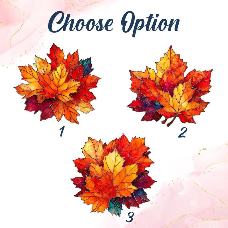 Fall Maple Leaf Faux Stained Glass Suncatcher Acrylic Hanging Window Art with Red, Orange & Gold Maple Leaves, Rustic Autumn Home Decor